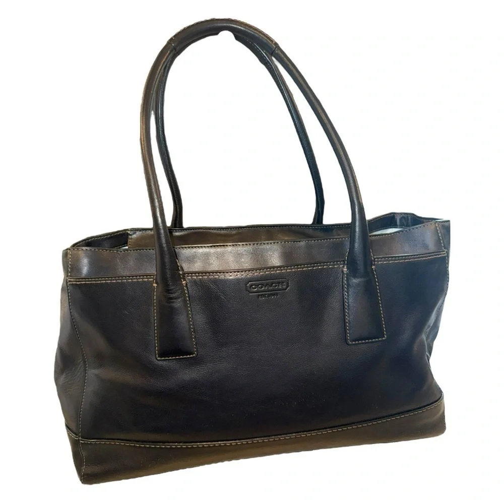 $150 firm. Today only Vintage COACH Black Leather Tote Madeline Two Handle XL - Picture 7 of 17